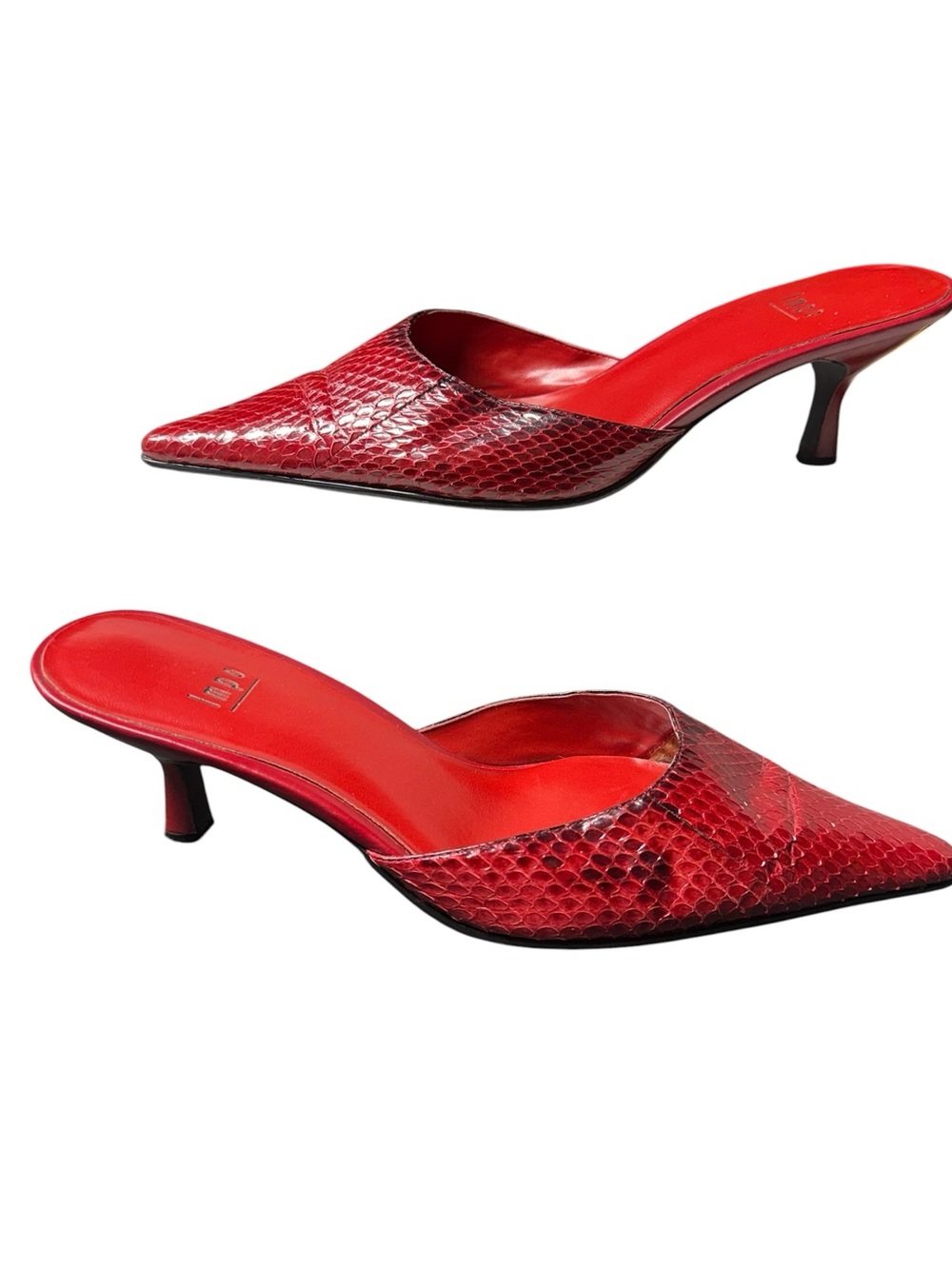 Impo, Snake Skin Pointed Toe Kitten Heels